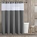 KAMSPARK Hookless Shower Curtain, Grey Shower Curtains for Bathroom, See Through Top Fabirc Shower Curtain Ringless 71x 71 Inches