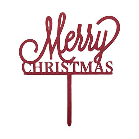 Merry Christmas Cake Topper Acrylic Cake Topper New Cupcake Toppers Xmas Cake Decoration for Christmas Party Christmas Cakes Favours Decorations (Red) Cover