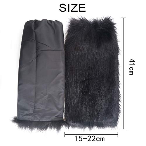 Zecmos Womens Leg Warmers Faux Fur Fuzzy Long Cuff Cover Warm Furry Costume Shoes, Black, Medium #TOP1