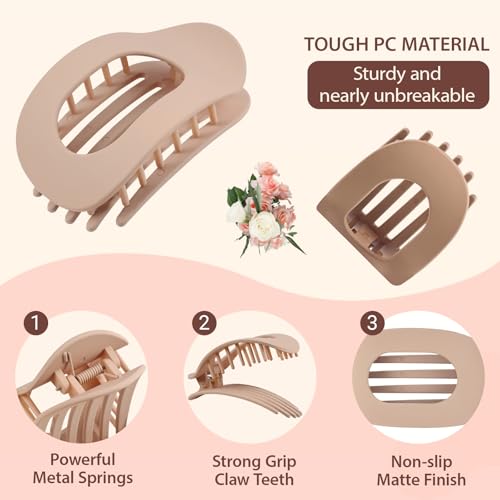 Flat Hair Clips for Women,4 Pack Ergonomic Curved Hair Claw Clips for Thick Thin Curly Hair, Strong Hold (ColourB) - Image 2