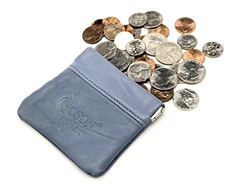 Goson Classic Leather Squeeze Coin Purse Change Holder For Men And Women, Pouch Size 3.50 In X 3.25 In #TOP1