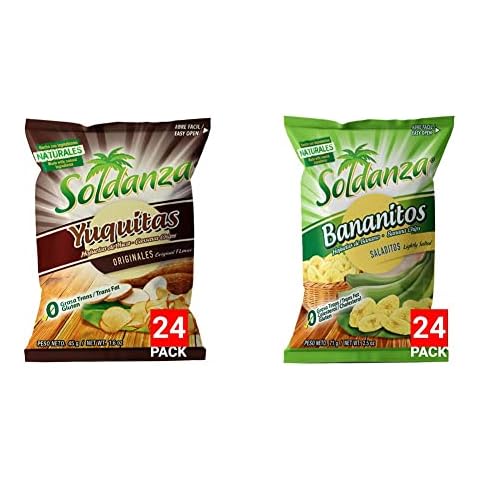 Soldanza Yuca/Cassava Chips, 1.59 Oz (Pack of 24) + Soldanza Banana Chips, 2.5 Ounce (Pack of 24) Cover