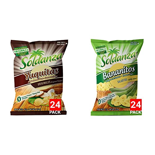 Soldanza Yuca/Cassava Chips, 1.59 Oz (Pack of 24) + Soldanza Banana Chips, 2.5 Ounce (Pack of 24) image 2