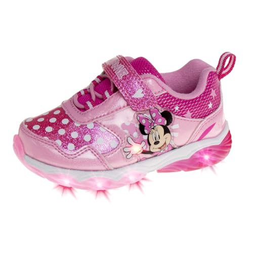 Disney Girls Minnie Mouse Light Up Laceless Running Shoes (Toddler/Little Girl)