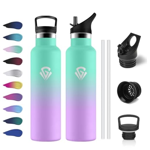 Botella Agua 750ml, Botella Termica con Doble Pared Aislante, sin BPA, Garrafa Agua Acero Inoxidable, Botella Gimnasio Ideal para Adultos, Escuela, Oficina, Viajes, Senderismo, Yoga, Running, Fitness