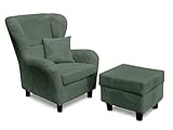 lifestyle4living - Moderner Ohrensessel mit Hocker – Große Auswahl an Stoffen...