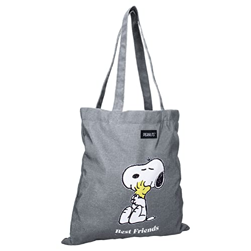 Grande BORSA SHOPPER Vadobag PEANUTS SNOOPY Borsa grande Shopper - shoppingbag - Snoopy e Woodstock Best Friends - Taglia Unica - Dimensioni 40x40x15cm - colore: Grigio