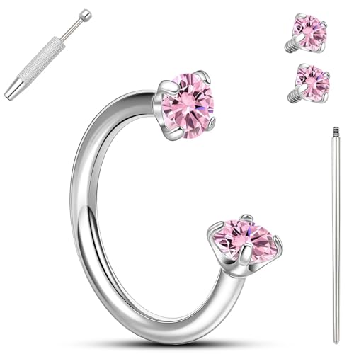 limerencia Horseshoe Nose Ring, 18G F136 Titanium Cubic Zirconia Nose Hoop