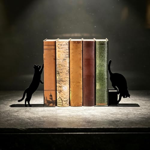 Cat Book Holder Metal Bookshelf Organizer, Animal Themed Book Stand – vue 9
