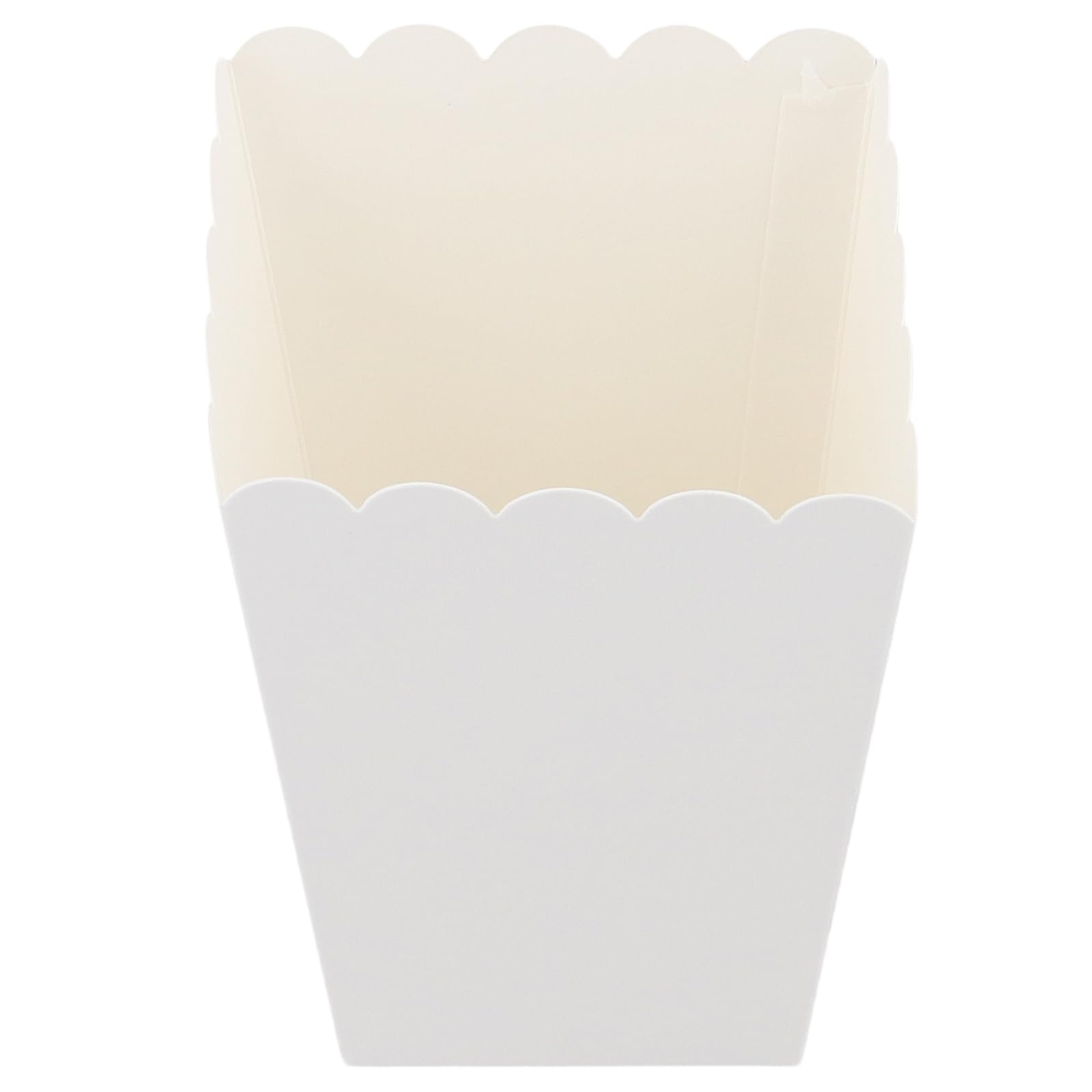 Lot de 100 Boîtes à Pop Corn en Carton Blanc - 7,5 x 5,5 x 10,7 cm - Sachets Popcorn pour Soirée Cinéma, Fête d'Anniversaire, Mariage et Home Cinéma