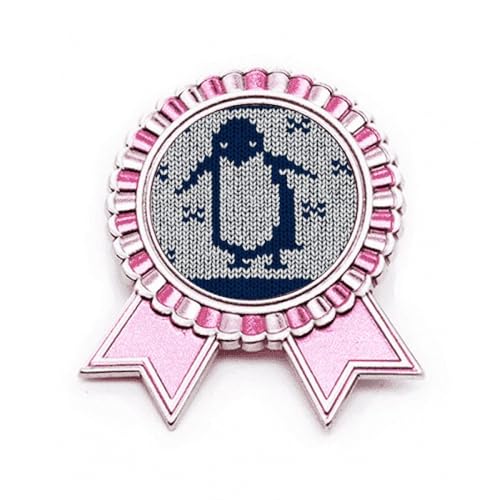 Broche en tricot de pingouin rose en métal taille M avec motif nordique