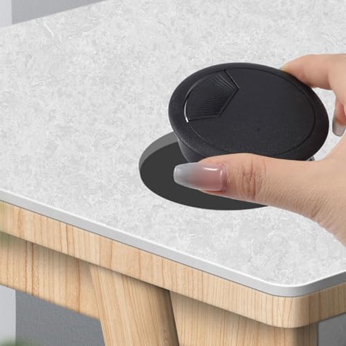 8 Stück Kabeldurchführung Schreibtisch, 60mm Kabeldurchführung Kabeldurchlass Tisch mit 1 Lochsäge Kabelauslassdose Tisch Rund für Schreibtische/Büro/Arbeitsplatten Schwarz