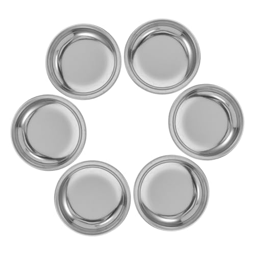 OKUMEYR Tea Bag Dish Set 6 Stainless Steel Plates Drip Tray Strainer Holder Elegant Metal Tea Accessory for Organized Tea Making