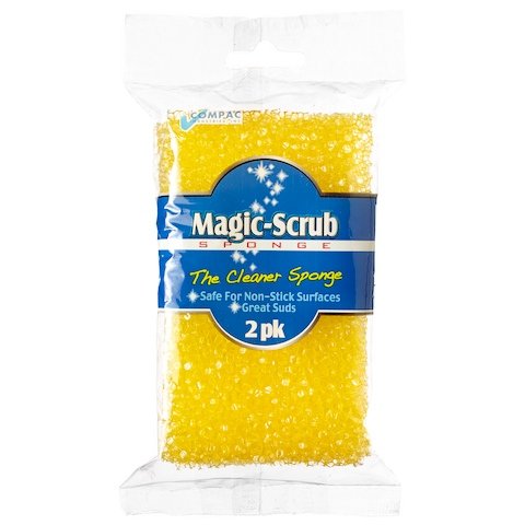 COMPAC HOMEMagic Scrub Light Duty Non-Scratch Scrubbing Pads Brush and Clean Dishes, Pots, Pans, 2 Count