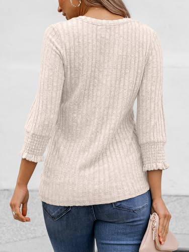 AUTOMET Womens 3/4 Sleeve Tops T Shirts Summer Sweater Round Neck Casual Top Ladies Tops Business Casual Blouses4