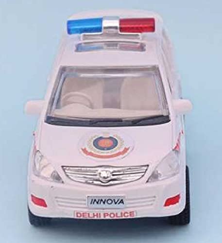 Image of Plastic Toy Police Toy car for Kids. Public Order Response Car Police, Pull Back Action Toys, with Soft Edges. Pack of 1, Weight Around 100 Grams & Length 15 CM. (White)