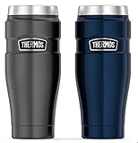 Thermos Stainless Steel King Travel Tumbler, 2-Pack Blue and Silver