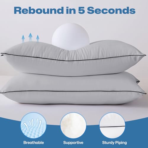 GOHOME Pillows Standard Size Set of 4 - Bed Pillows for Sleeping 4 Pack, Cooling Supportive Hotel Pillows with Premium Soft Down Alternative Fill for Side Stomach and Back Sleepers