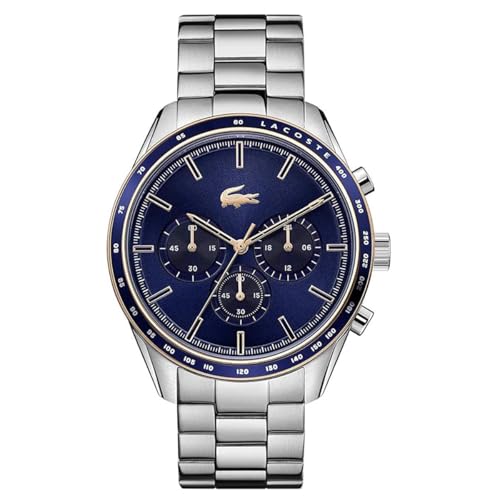 Lacoste Chronograph Quarz Uhr für Herren Kollektion Boston mit Silbernes Edelstahlarmband - 2011081