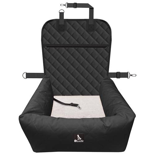 BLUZELLE Hunde Autositz & Hundebett 2-in-1 für Auto Rückbank & Vordersitz - TRAVELBUDDY Wasserfest, rutschfest & Waschbar - Inkl. Sicherheitsgurt & Oxford-Stoff - Marke aus Berlin, Farbe:Schwarz