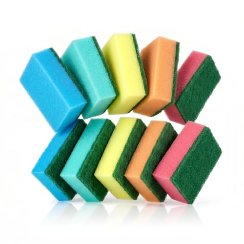 IDEA HOME Spugne da Cucina 7,5×5×2,5 cm – Spugne Abrasive Densità Media Ms. Kitchen - Resistenti e Durature per Piatti, Pentole e Padelle – Set da 10 Pezzi