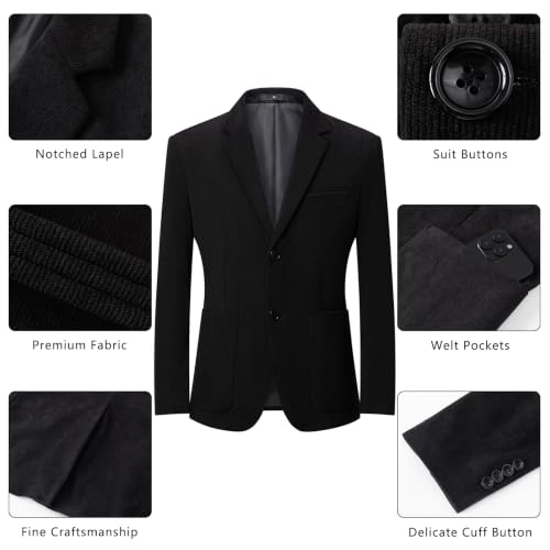 Men's Blazer Jacket Slim Fit Casual Two Button Business Sport Coats Black - image 8
