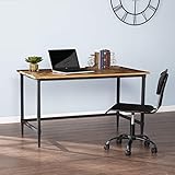 Jenvor Reclaimed Solid Wood Desk Black - Farmhouse Writing Desk for Home Office, Spacious Reclaimed Wood Desktop from Shipping Pallets with Sleek Black Metal Legs for Laptop Work