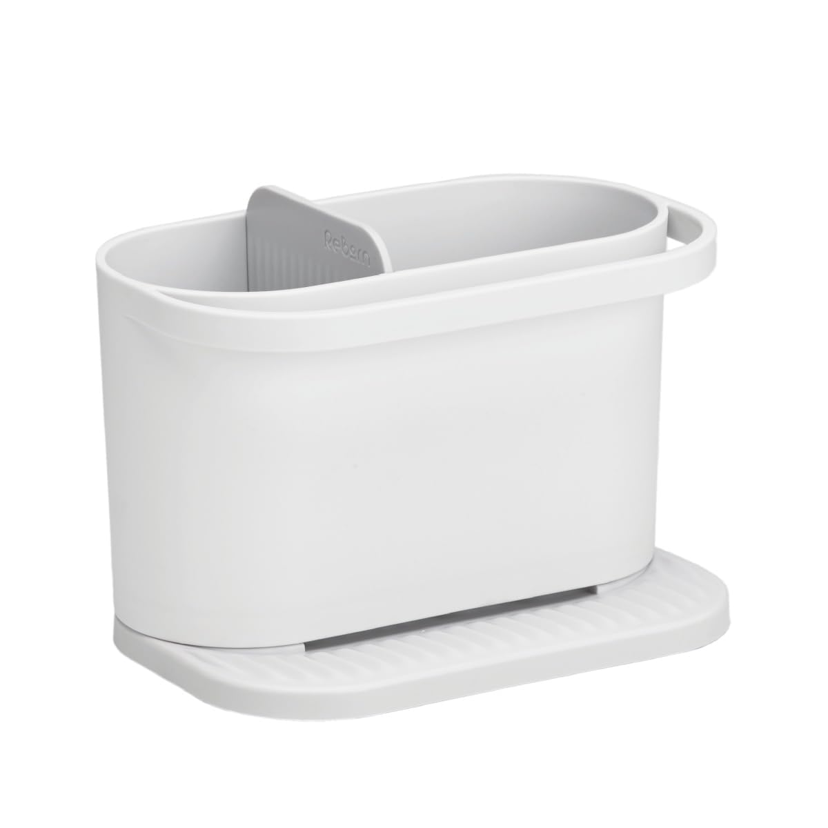 ReBorn - Recycled Sink Tidy - Kitchen Sink Organiser - Two Main Compartments - Integrated Dishcloth Rail - Ribbed, Sloping Base for Draining - Made in Britain (Stone)
