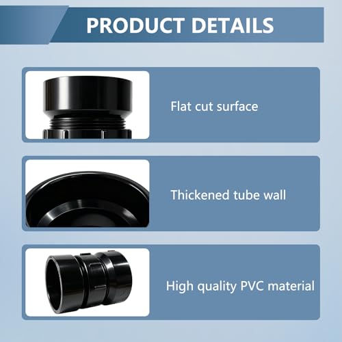 Image of Lesso 1-1 /2 Inch ABS P-Trap Union - HUB x HUB Connection, Black, Detachable Sink Drain Union for Easy Maintenance & Leak-Proof Plumbing