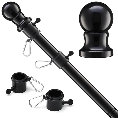 Flag Pole for Outside House, Black Metal Heavy Duty Portable Indoor Outdoor Yard...