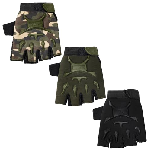 Image of Boao 3 Pairs Kids Half Finger Bike Gloves