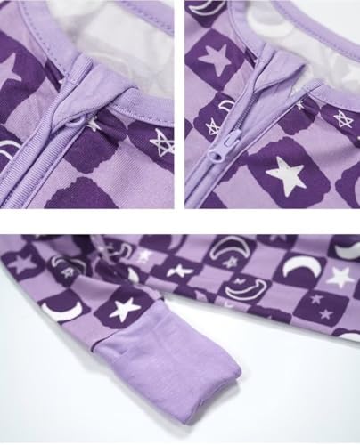 Teach Leanbh Unisex Baby Bamboo Viscose Pajamas with Mittens and Feet Cuffs 2 Way Zipper Long Sleeve Romper Sleep and Play3