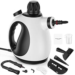 Nettoyage polyvalent efficace : ce nettoyeur vapeur portable utilise de la vapeur à haute température pour enlever efficacement la saleté et les taches sur une variété de surfaces. Parfait pour les comptoirs de cuisine, les accessoires de salle de ba...