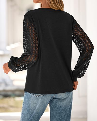 BTFBM Women's Long Sleeve Shirts Dressy Lace Fall Tops 2025 Trendy Business Casual T-Shirts Cute Work Outfits Blouses3