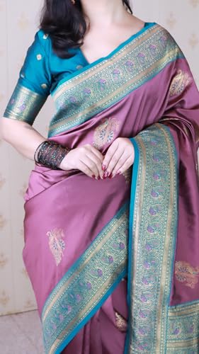 Image of SGF11 Women's Kanjivaram Pure Soft Silk Saree With Blouse Piece