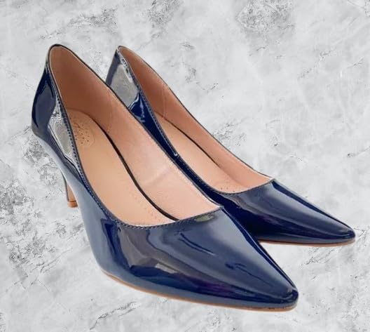 Forever Link Women's Pointed Toe Patent Mid Heel Slip On Pump Dress Shoes2