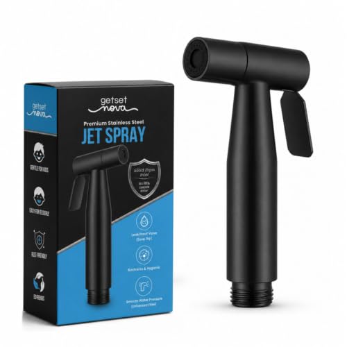 Image of Health Faucet Stainless Steel Jet Spray Gun for Toilet | Silver & Copper Ion Shield Kills 99% Germs | Leak-Proof Bathroom Health Faucet 1 Year Warranty (Jet Spray Gun Black)