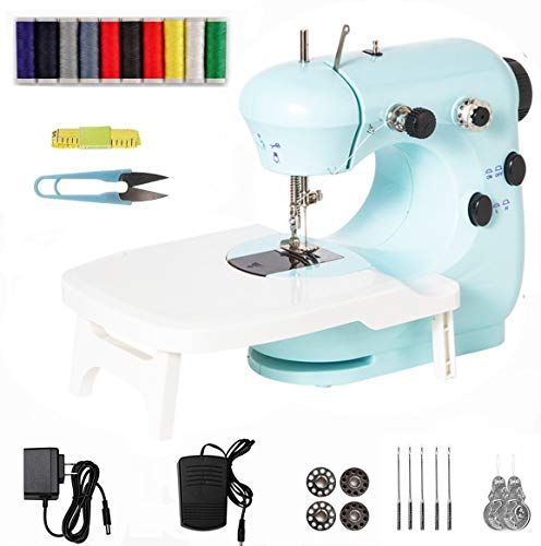 Sewing Machine with Extension Table?Electric Portable Mini Handheld Sewing Machine 2 Speeds Double Thread with Foot Pedal,Sewing Kit Small Lightweight Repairing Tailor Machine for Home Arts Crafting & DIY Project for Beginners