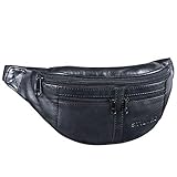 STILORD 'Echo' Vintage Hüfttasche Leder Bauchtasche Gürteltasche für Herren und Damen 7 Zoll Kamera Handy Reise Festival Unisex Echtleder, Farbe:schwarz