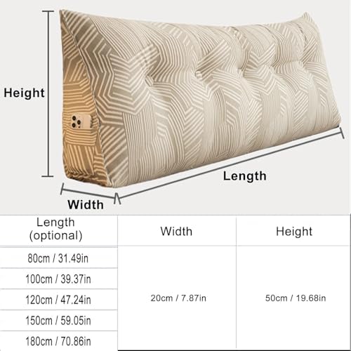 Large Headboard Wedge Pillow for Bed Reading - Triangular Backrest Support Pillow, 120cm Bed Sitting Comfort, Ideal for Reading and Relaxing, Ergonomic Headboard Cushion