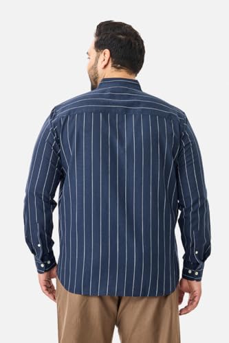 Image of SNITCH Men Casual Plus Size Shirt | Regular Fit Full Sleeve Mandarin Collar Striped Design | Premium Cotton Linen Blend & Breathable Fabric for Office & Everyday Wear