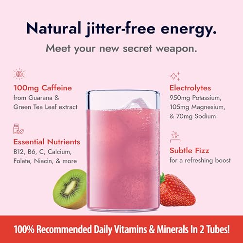 Image of Zipfizz Daily Energy Drink Powder, Strawberry Kiwi, 20 Pack | 3-in-1 Sustained Energy, Rapid Hydration, and Essential Vitamins | Sugar-Free | Electrolyte Powder | Contains Vitamin B-12 & Antioxidants