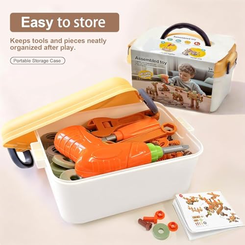 Image of Kids Tool Set Toys, 158 Pcs Toddler Tool Set with Toy Electronic Drill, Pretend Play Kids Construction Tools Toy for Toddler 3-5 Years Old Birthday Gifts