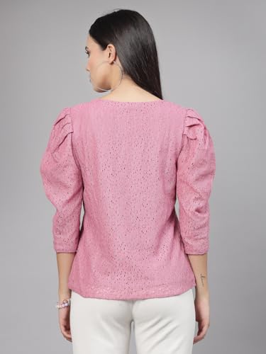 Image of Style Quotient Women self Design Maroon Cotton top