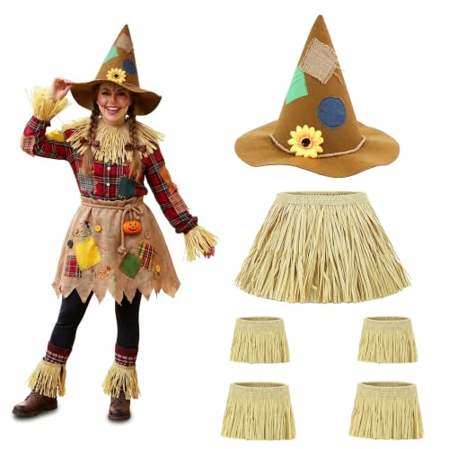 SWIMMORY Scarecrow Costume Women Men Adult，Accessories Set for Halloween