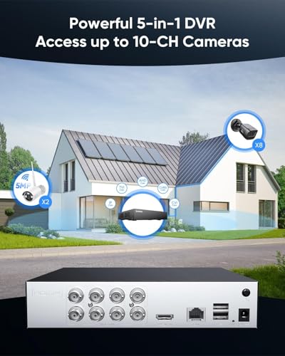 Miniatura 3 de Sannce Dvr 8 Canales 1080p Hd 5 En 1 Para Sistema De Vigilancia Grabadora Kit De Seguridad Para El Hogar Con Cable Grabador De Video Digital, Cctv Admite Cvbs Ahd Tvi Cvi Ip