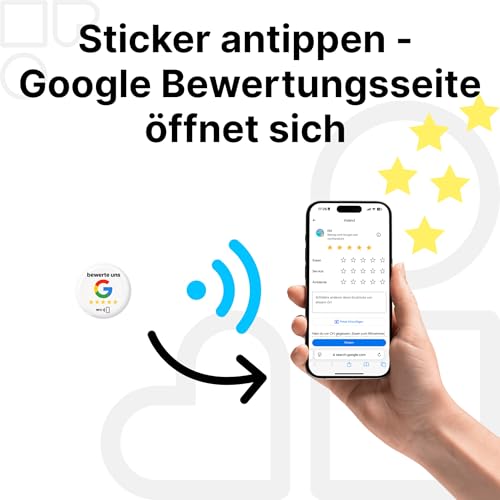 10x „review us“ NFC Aufkleber - Tags für Google Reviews – 3 cm, selbst programmierbar, starke Haftung – wiederverwendbar & kontaktlos – steigert Bewertungen an mehreren Standorten