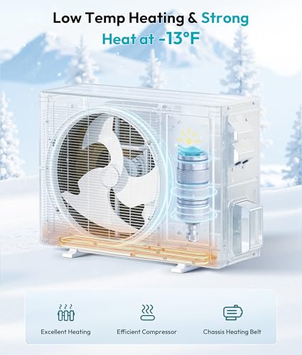 Rellytech Mini Split AC/Heating System 12000 BTU Heat Pump, 20 SEER2 115V