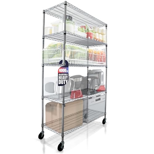 Heavy Duty 5-Tier Wire Rack with Wheels