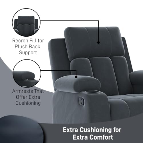 Image of Amazon Brand - Solimo Pinnacle | Single Seater Sofa Recliner | Manual Recliner (Velvet Grey)